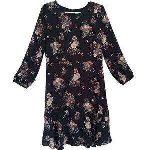 LOFT Women's Floral Print Dress, 3/4 Sleeves, Size 10, Zipper Closure.